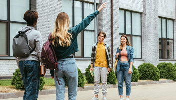 42823867 Selective Focus Of Multicultural Teenage Friends Smiling