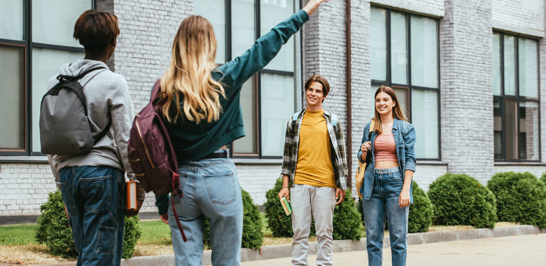 42823867 Selective Focus Of Multicultural Teenage Friends Smiling