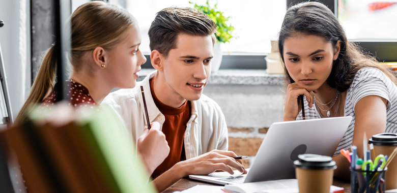 33089382 Selective Focus Of Multiethnic Students Smiling And